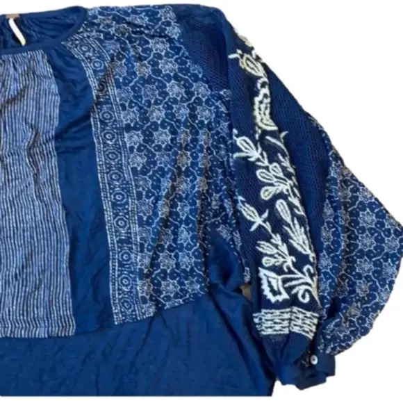 Free People Womens Indigo Dreams Embroidered Tunic Top NEW! - Picture 7 of 10